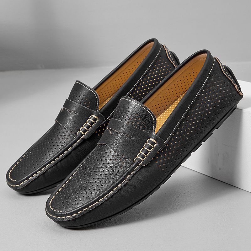 Men Hollow Loafers Casual Shoes Slip on Soft Penny Flat Lightweight Comfort Driving Working Boat Shoes