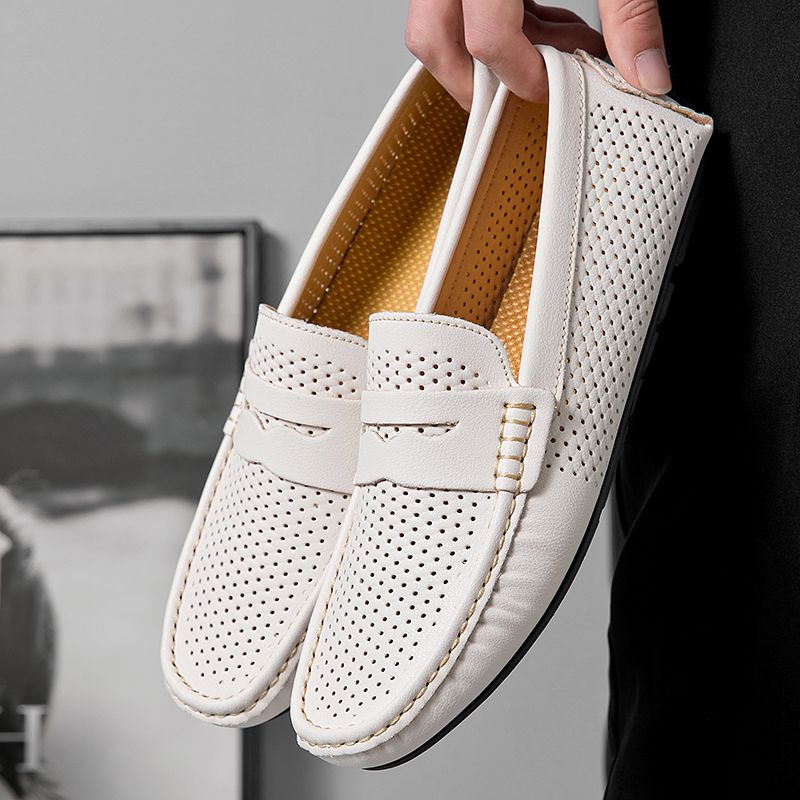 Men Hollow Loafers Casual Shoes Slip on Soft Penny Flat Lightweight Comfort Driving Working Boat Shoes