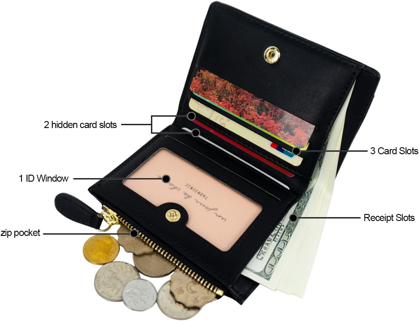 Wallet for Women with Bifold Compact Size, Classic Women Wallet with Stylish Texture Patterns, Handy Ladies Wallet Gift for Birthday and Party