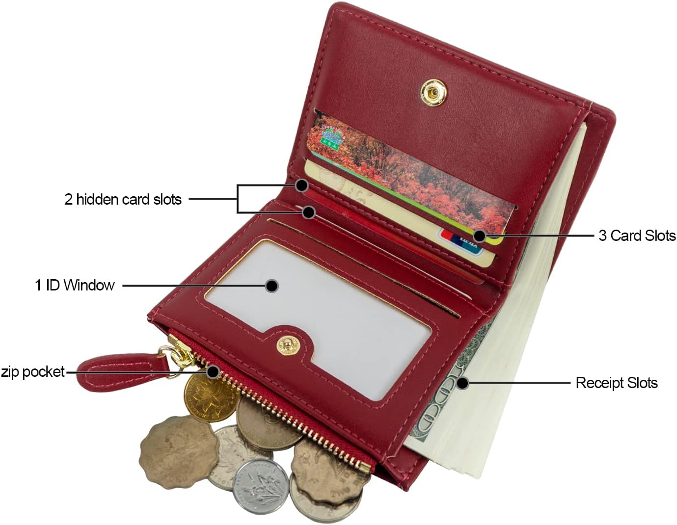 Wallet for Women with Bifold Compact Size, Classic Women Wallet with Stylish Texture Patterns, Handy Ladies Wallet Gift for Birthday and Party