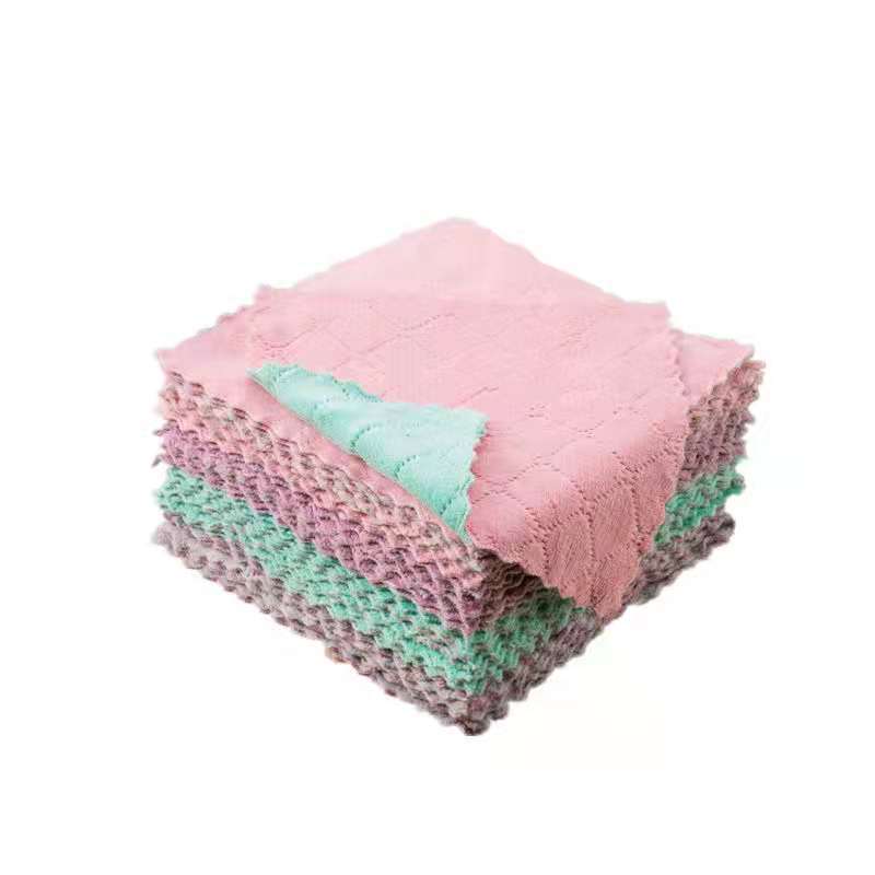 10PCS Double-sided two-colour coral velvet wipes cleaning cloth dishwashing household wipes cleaning cloth Pepsi cloth household department store wipes
