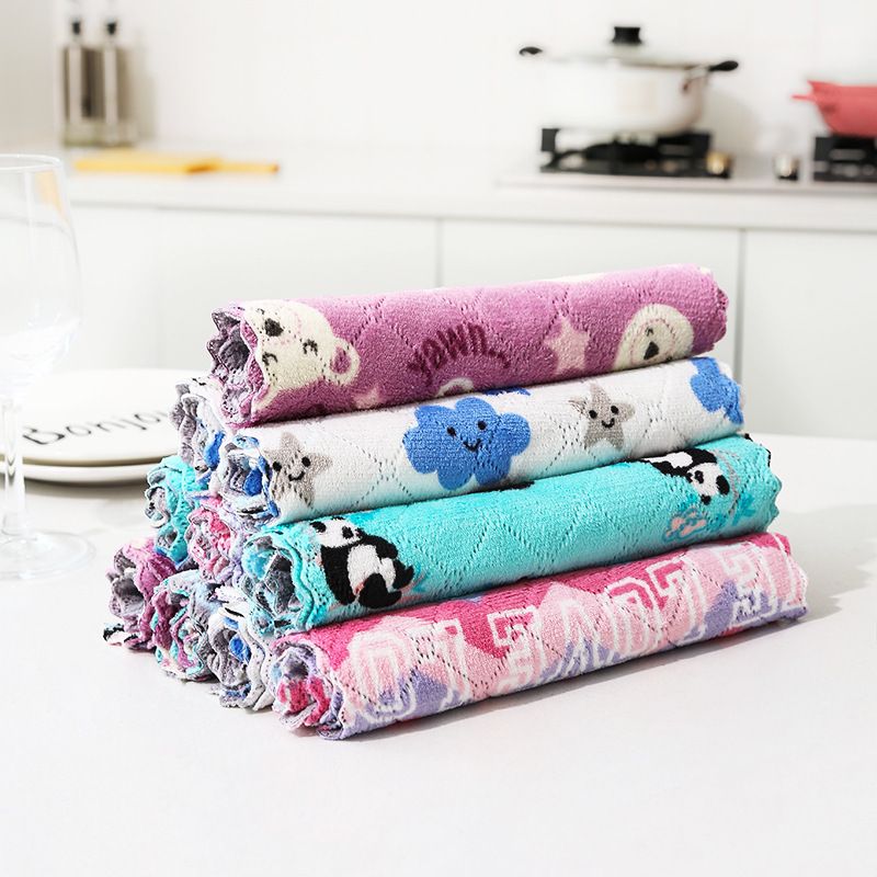 10PCS Double-sided two-colour coral velvet wipes cleaning cloth dishwashing household wipes cleaning cloth Pepsi cloth household department store wipes