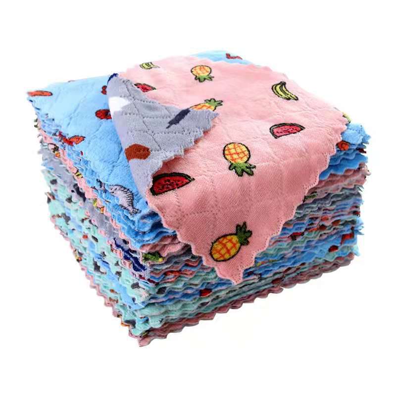 10PCS Double-sided two-colour coral velvet wipes cleaning cloth dishwashing household wipes cleaning cloth Pepsi cloth household department store wipes