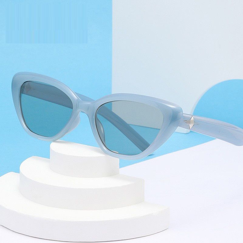 Retro triangular cat-eye small face sunglasses female high-class sense of black small frame sunglasses sunscreen styling photographed