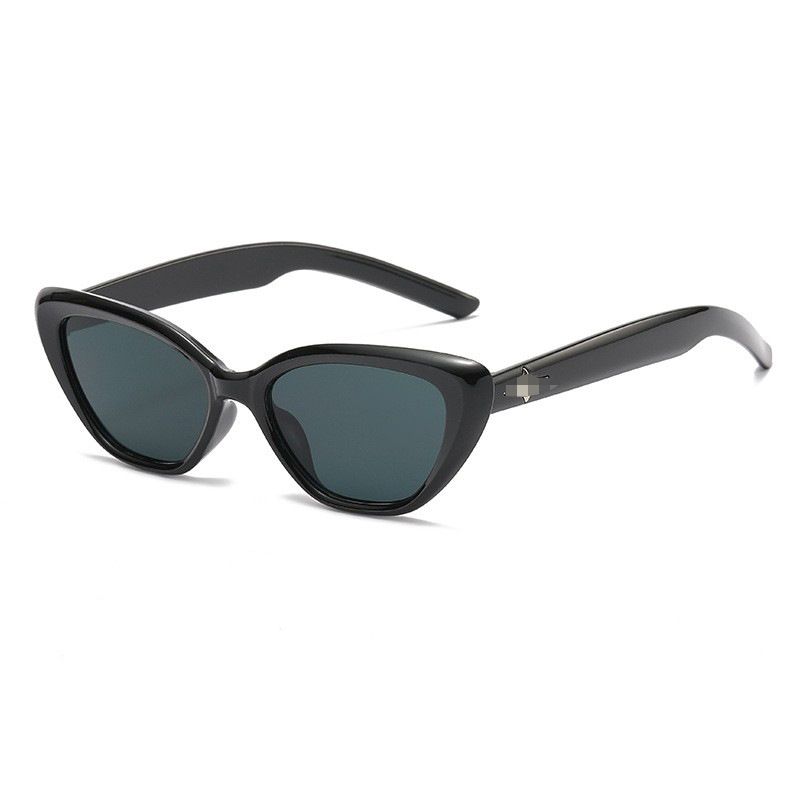 Retro triangular cat-eye small face sunglasses female high-class sense of black small frame sunglasses sunscreen styling photographed