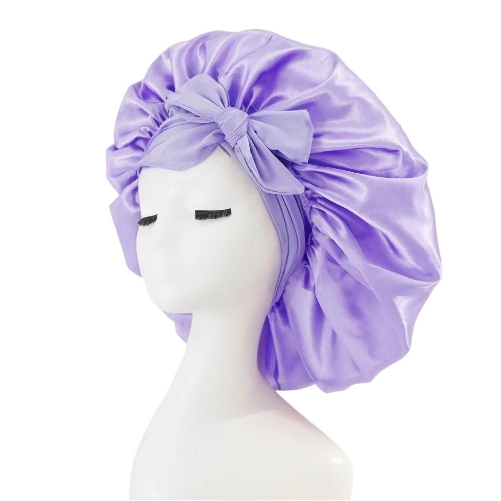 Explosion models satin ribbon round hat bow simulation silk beauty hair care wide-brimmed cap children's head scarf sleeping cap