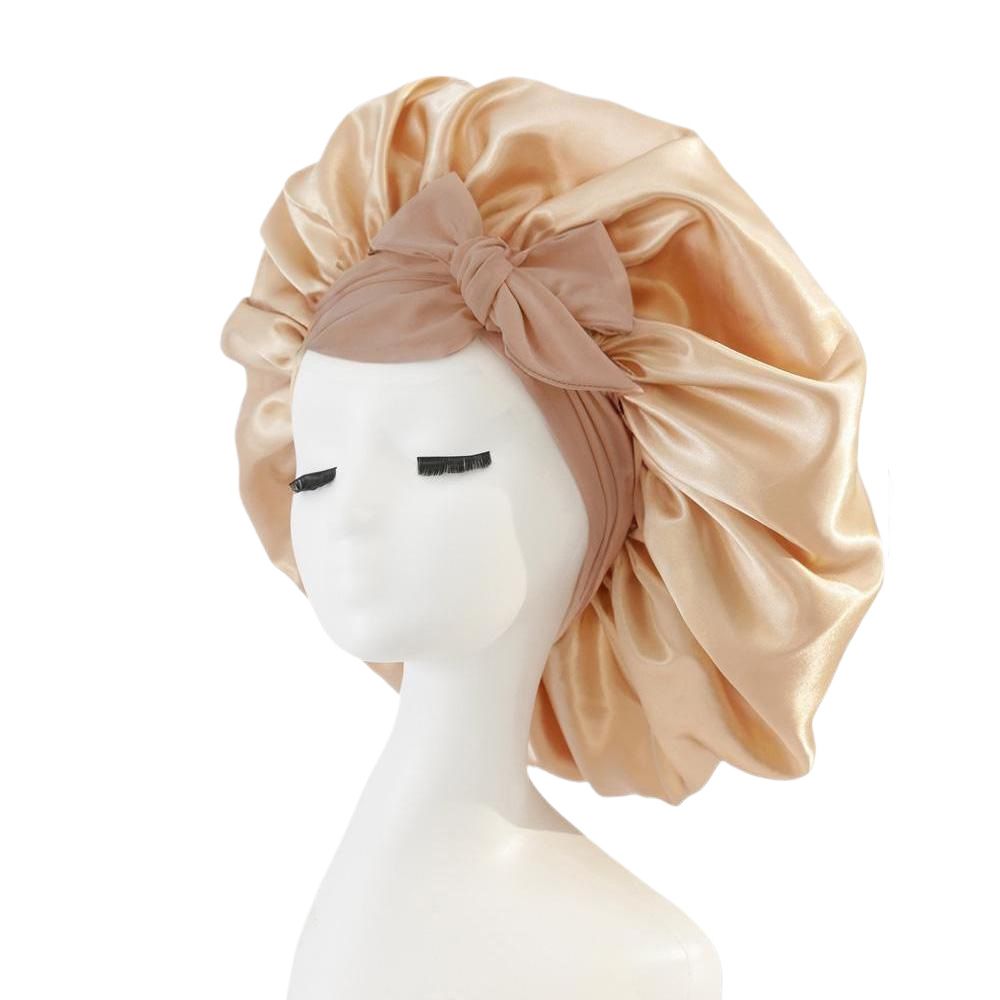 Explosion models satin ribbon round hat bow simulation silk beauty hair care wide-brimmed cap children's head scarf sleeping cap