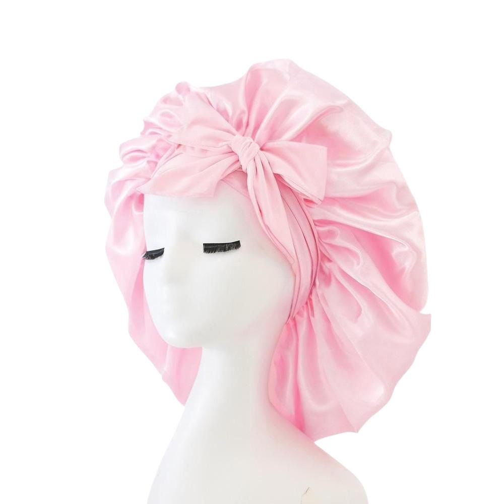 Explosion models satin ribbon round hat bow simulation silk beauty hair care wide-brimmed cap children's head scarf sleeping cap