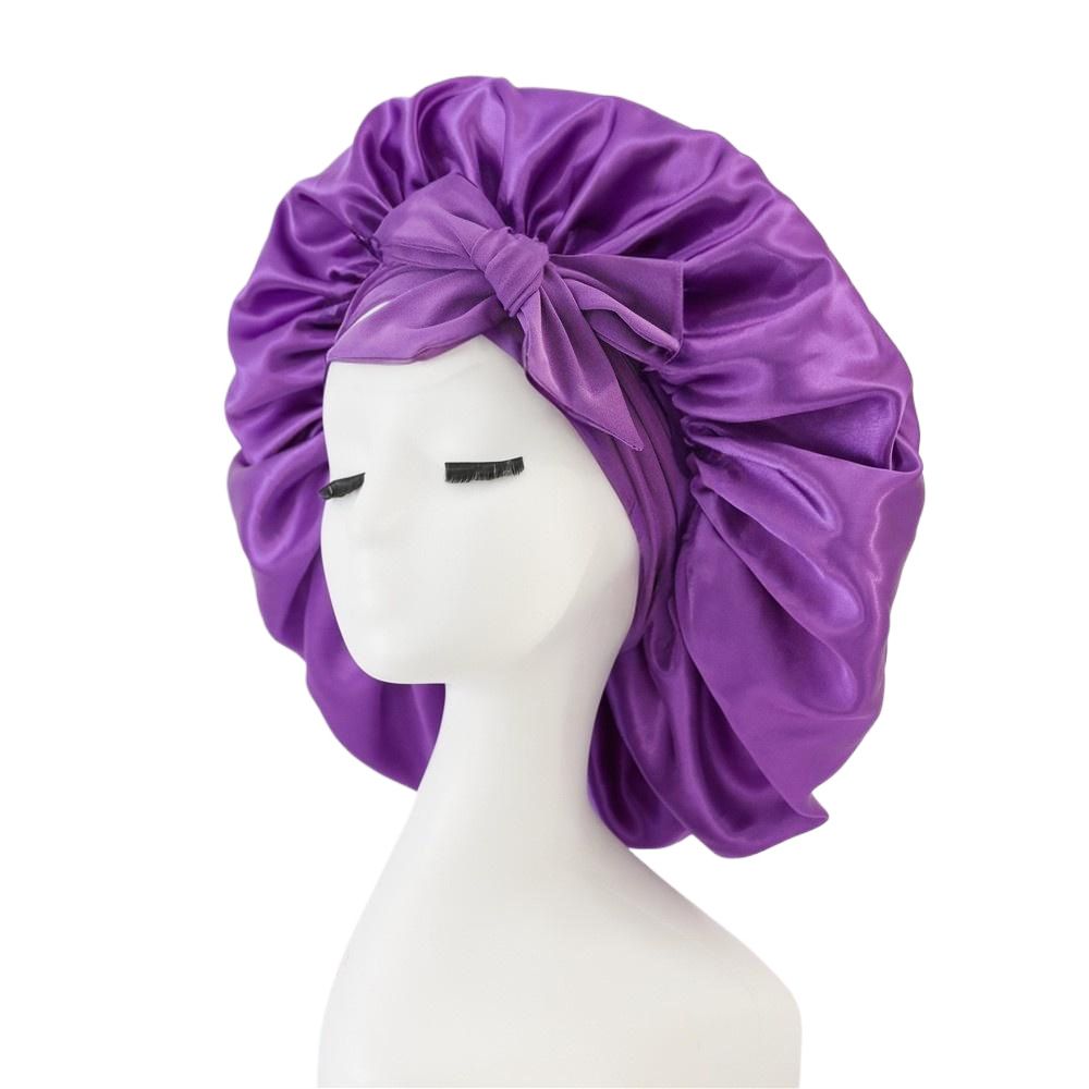 Explosion models satin ribbon round hat bow simulation silk beauty hair care wide-brimmed cap children's head scarf sleeping cap