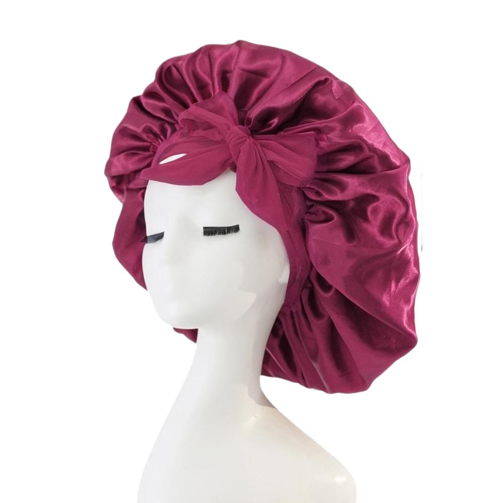 Explosion models satin ribbon round hat bow simulation silk beauty hair care wide-brimmed cap children's head scarf sleeping cap