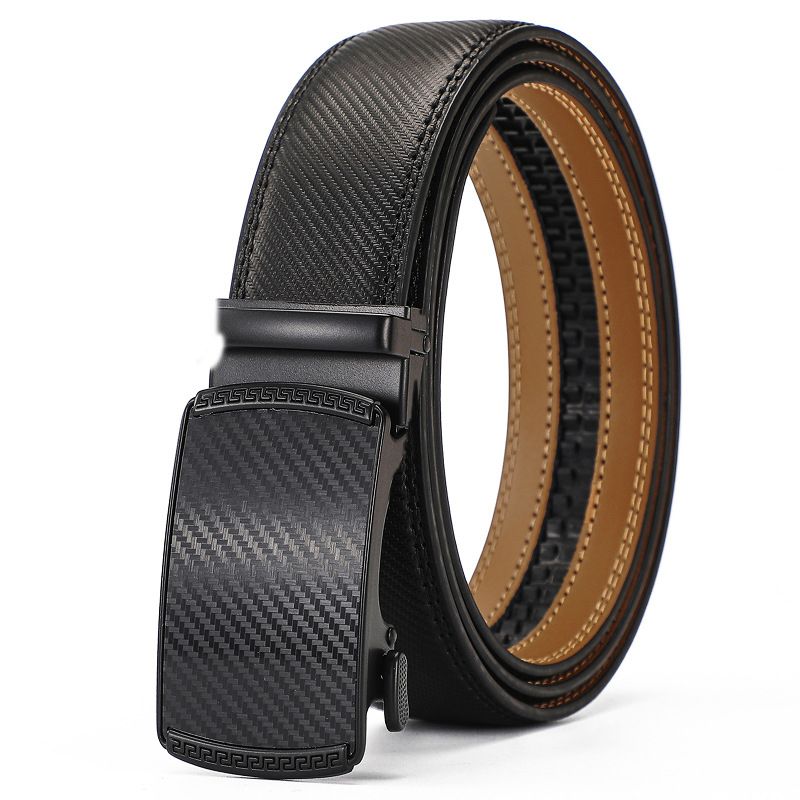New Luxury High Quality Leather Belt Men's Zinc Alloy Automatic Buckle Leisure Business Belt Two Layers Of Hide Belt