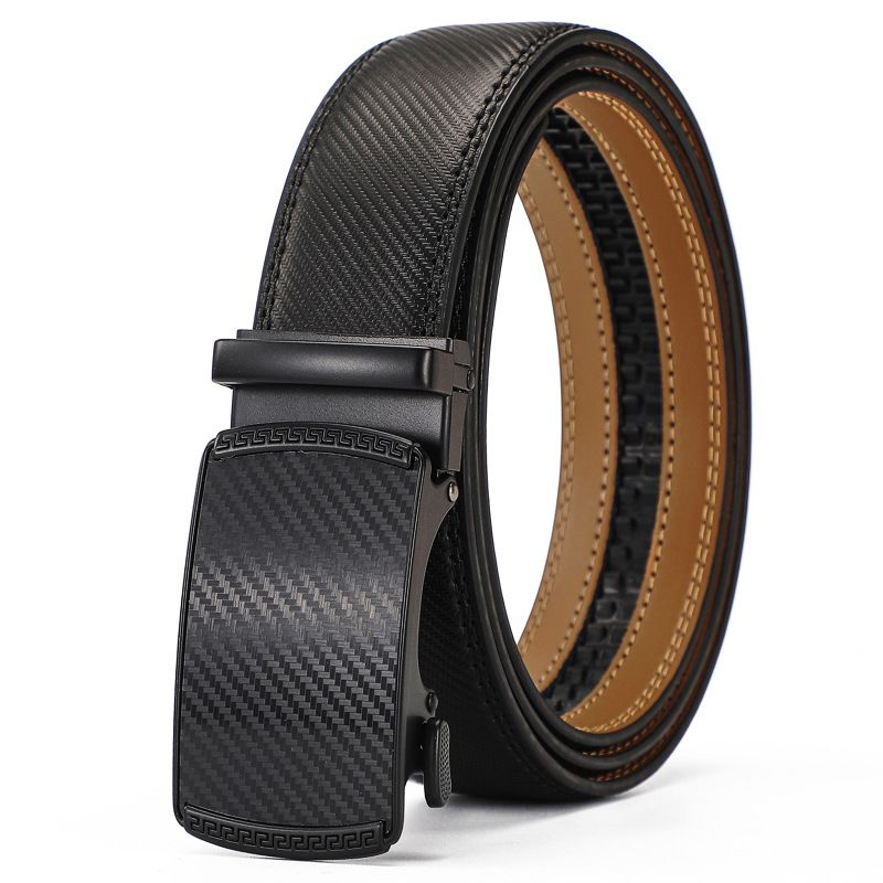 New Luxury High Quality Leather Belt Men's Zinc Alloy Automatic Buckle Leisure Business Belt Two Layers Of Hide Belt