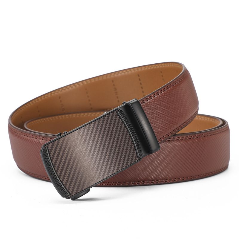 New Luxury High Quality Leather Belt Men's Zinc Alloy Automatic Buckle Leisure Business Belt Two Layers Of Hide Belt