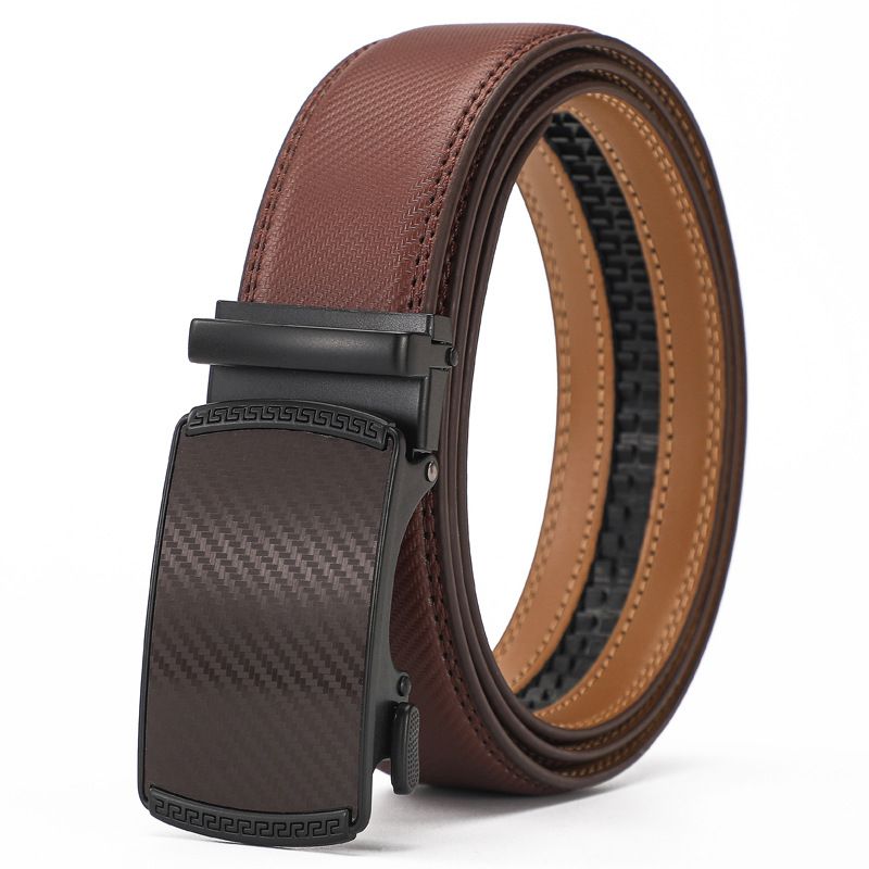 New Luxury High Quality Leather Belt Men's Zinc Alloy Automatic Buckle Leisure Business Belt Two Layers Of Hide Belt
