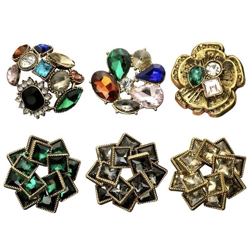 1PCS/Lot Luxcy 29-40MM Big Size Special-shaped Colourful Diamond Metal Button Light Luxury Retro Coat Sweater Decorative Buckle