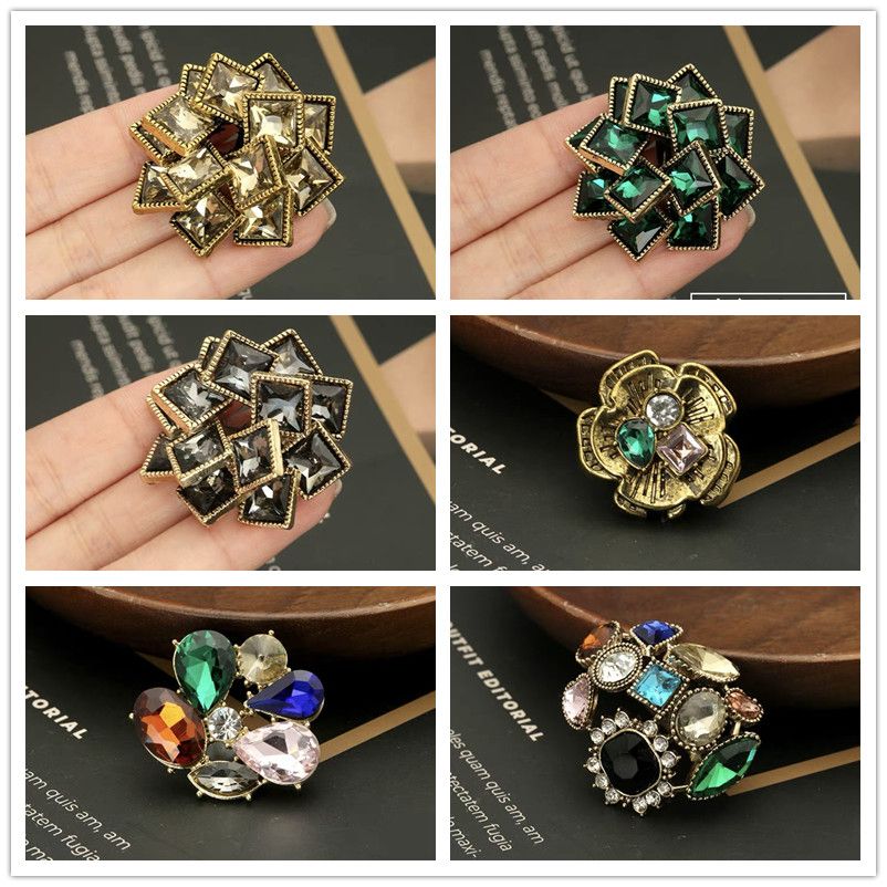 1PCS/Lot Luxcy 29-40MM Big Size Special-shaped Colourful Diamond Metal Button Light Luxury Retro Coat Sweater Decorative Buckle