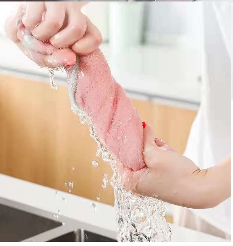 10PCS Double-sided two-colour coral velvet wipes cleaning cloth dishwashing household wipes cleaning cloth Pepsi cloth household department store wipes