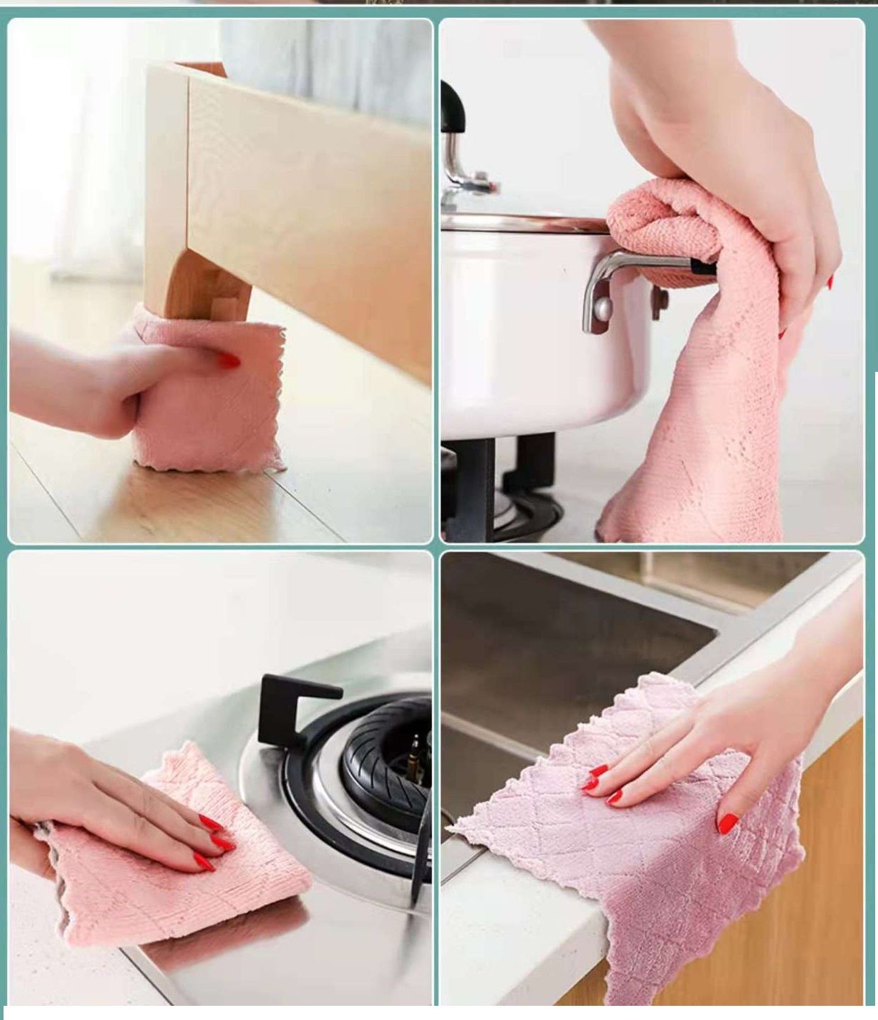 10PCS Double-sided two-colour coral velvet wipes cleaning cloth dishwashing household wipes cleaning cloth Pepsi cloth household department store wipes