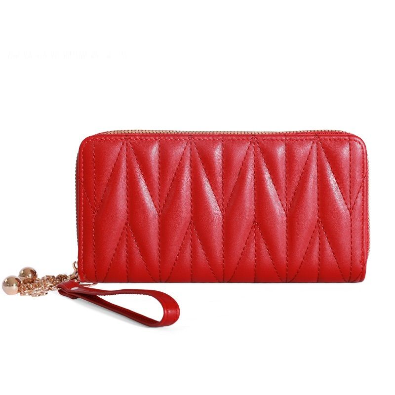 New women's long wallet double zip student embroidery money clip large capacity clutch bag soft coin purse