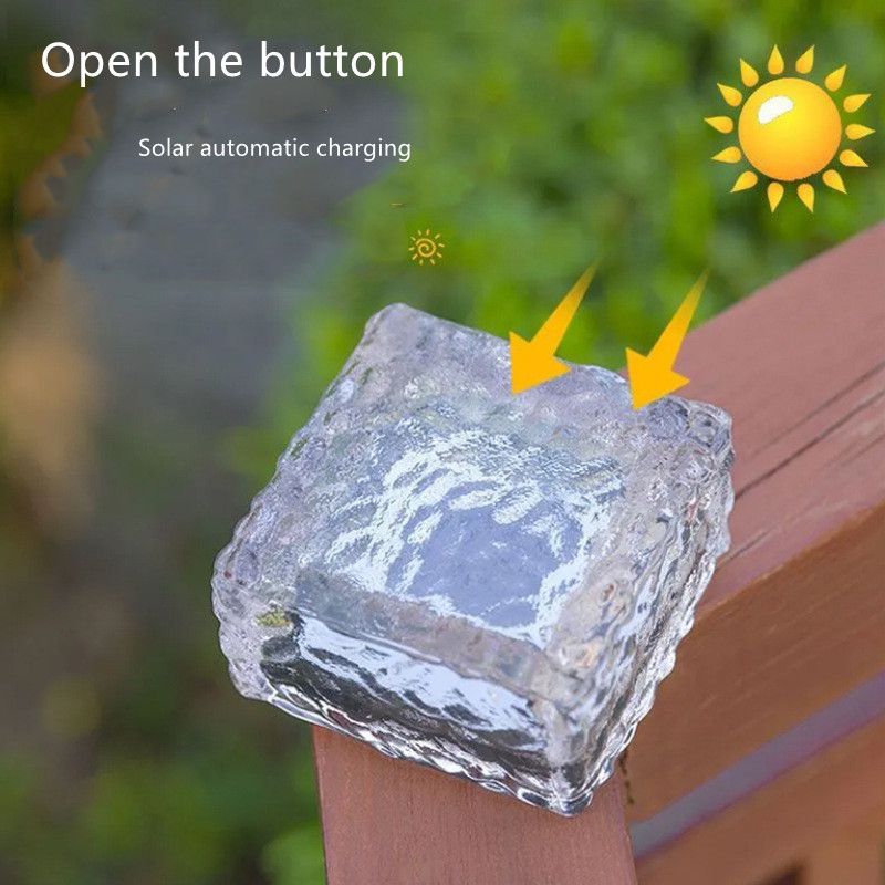 1PCS Square Ice brick light Home garden Solar light outdoor waterproof step decorative ice Shape Solar Garden Light