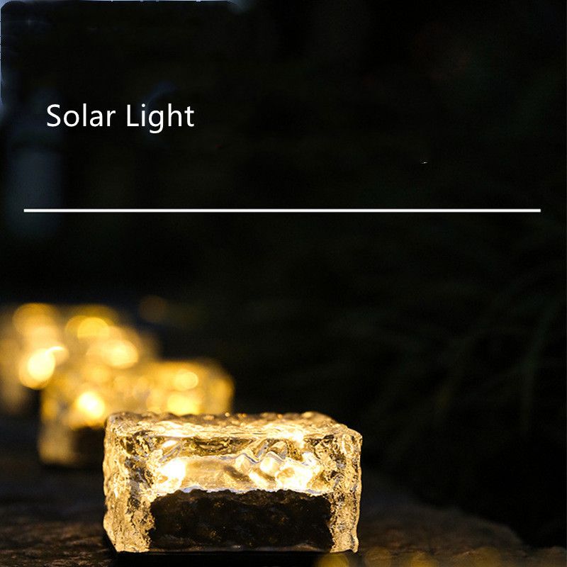 1PCS Square Ice brick light Home garden Solar light outdoor waterproof step decorative ice Shape Solar Garden Light
