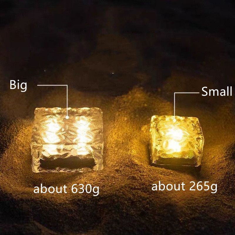1PCS Square Ice brick light Home garden Solar light outdoor waterproof step decorative ice Shape Solar Garden Light