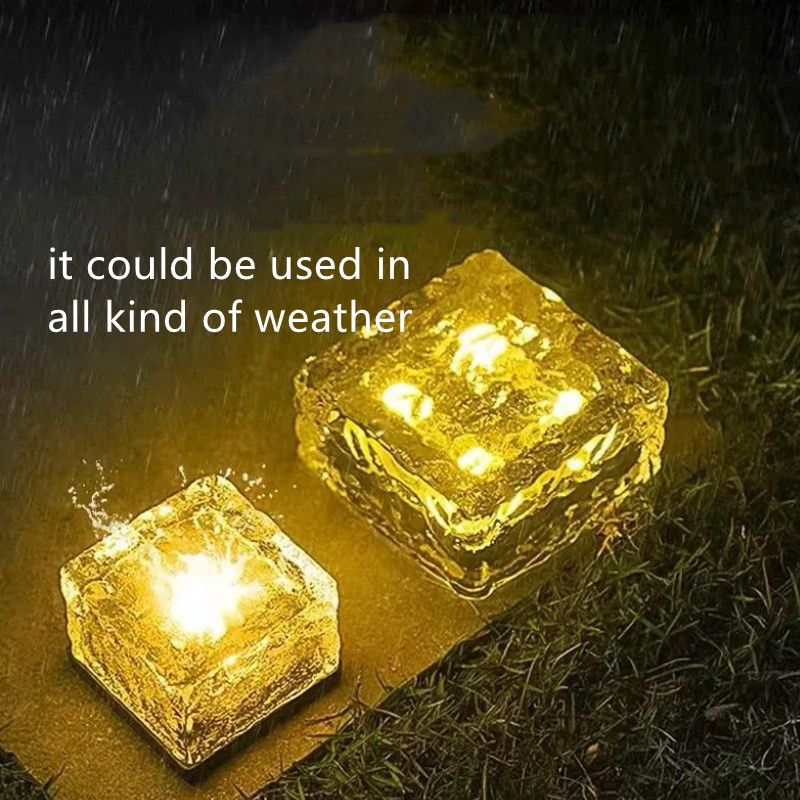1PCS Square Ice brick light Home garden Solar light outdoor waterproof step decorative ice Shape Solar Garden Light