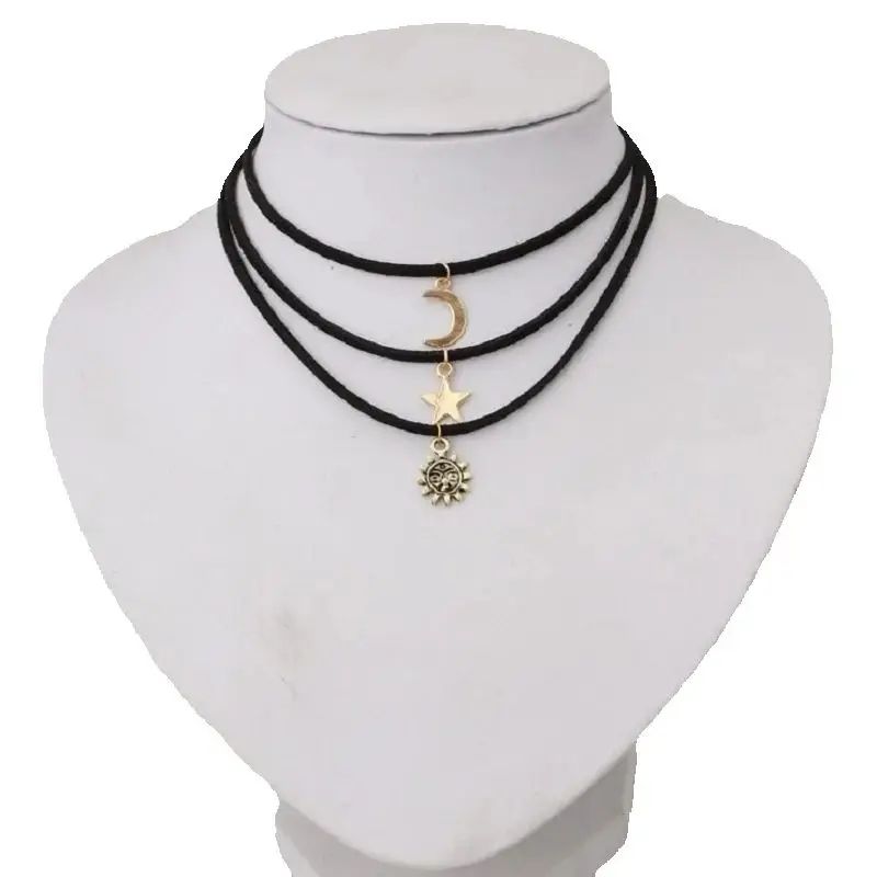3PCS/set Versatile multi-layer velvet belt necklace stars moon sun versatile short collar necklace wholesale