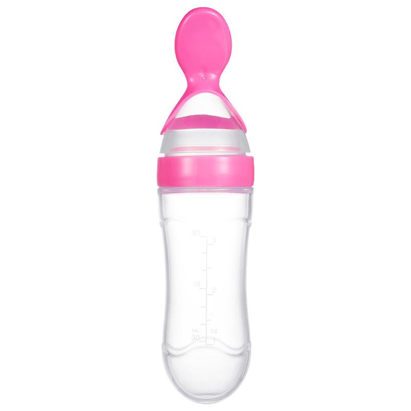 90ml Baby Squeezing Spoons Feeding Spoon Silicone Feeding Bottle Training Spoon Infant Cereal Food Spoon Rice Porridge Feeding Bottles