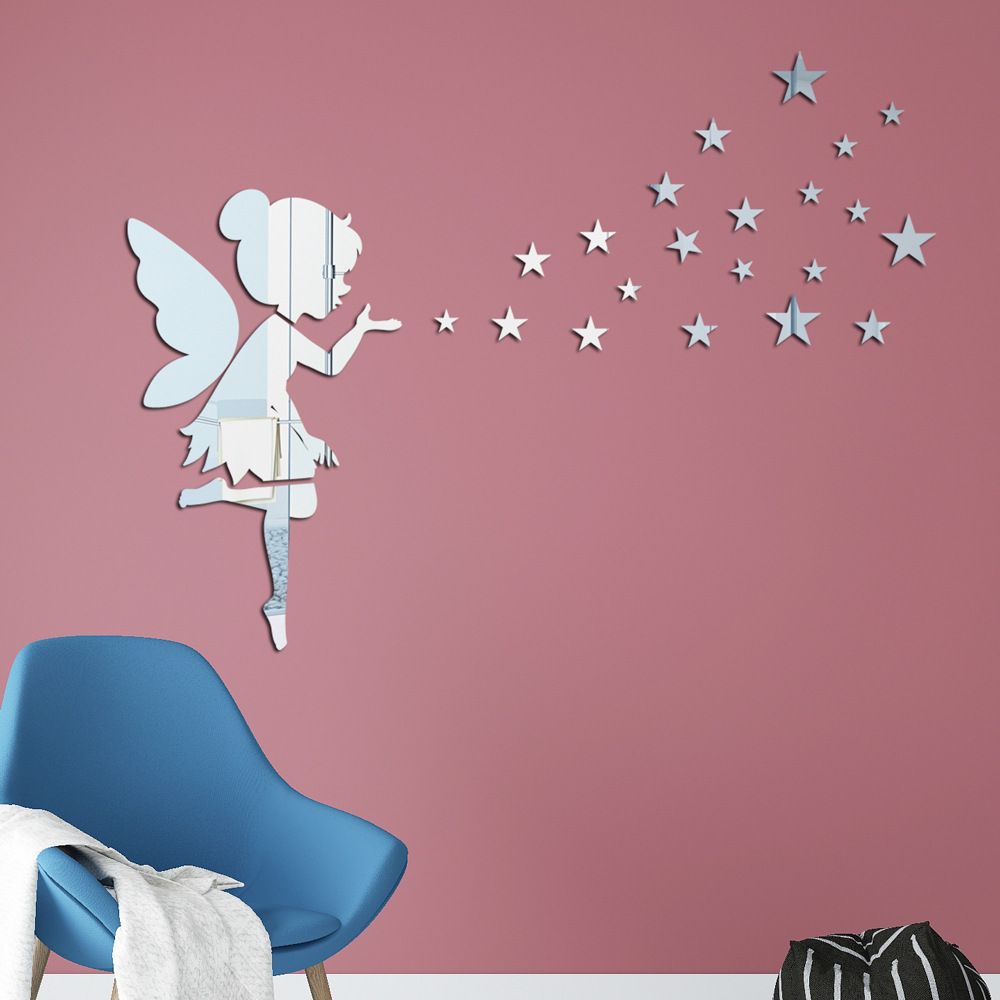 1 set Acrylic stars stereoscopic crystal mirror stickers bedroom living room background home decoration self-adhesive wall stickers