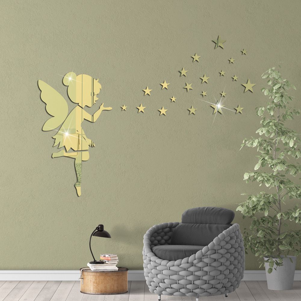 1 set Acrylic stars stereoscopic crystal mirror stickers bedroom living room background home decoration self-adhesive wall stickers