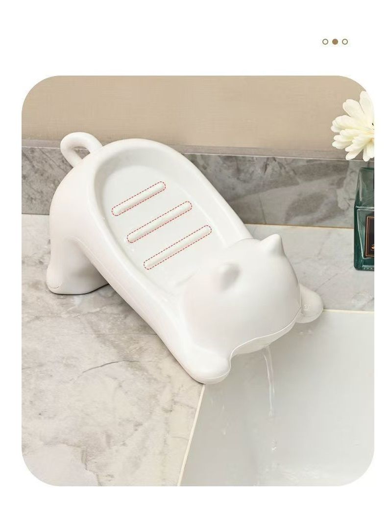 2PCS Bathroom soap box bathroom draining soap box not water cartoon cute cat plastic soap box shelf