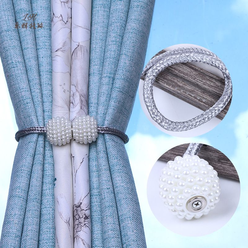 4PCS simple thin rope models pearl magnetic buckle curtain tiebacks tiebacks curtain accessories accessories curtain buckle  Manufacturers supply