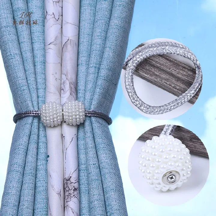 4PCS simple thin rope models pearl magnetic buckle curtain tiebacks tiebacks curtain accessories accessories curtain buckle  Manufacturers supply