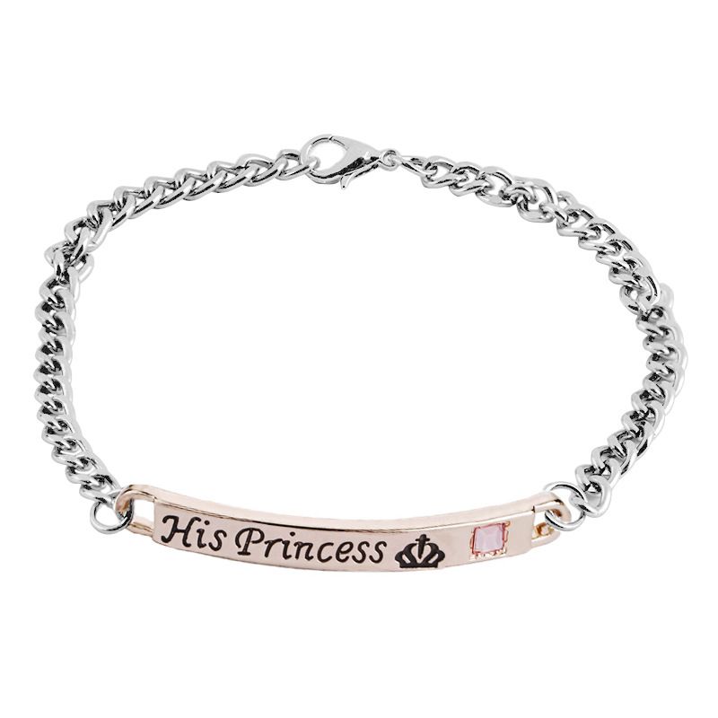 Best-selling letter bracelet "Her Prince His Princess"  Couple Lover bracelet For Women Men Geometric Necklace Set Jewelry Valentines Day Gift