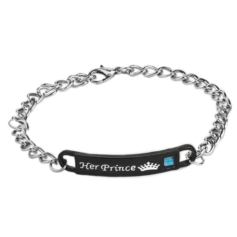 Best-selling letter bracelet "Her Prince His Princess"  Couple Lover bracelet For Women Men Geometric Necklace Set Jewelry Valentines Day Gift