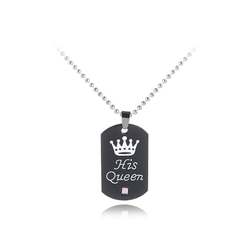 Hot-selling Her King His Queen Crown couple Necklace Fashion Couple Lover Pendant For Women Men Geometric Necklace Set Jewelry Valentines Day Gift