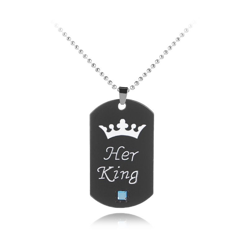 Hot-selling Her King His Queen Crown couple Necklace Fashion Couple Lover Pendant For Women Men Geometric Necklace Set Jewelry Valentines Day Gift