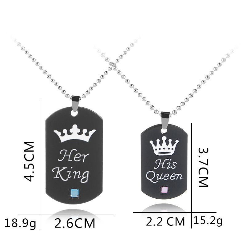 Hot-selling Her King His Queen Crown couple Necklace Fashion Couple Lover Pendant For Women Men Geometric Necklace Set Jewelry Valentines Day Gift