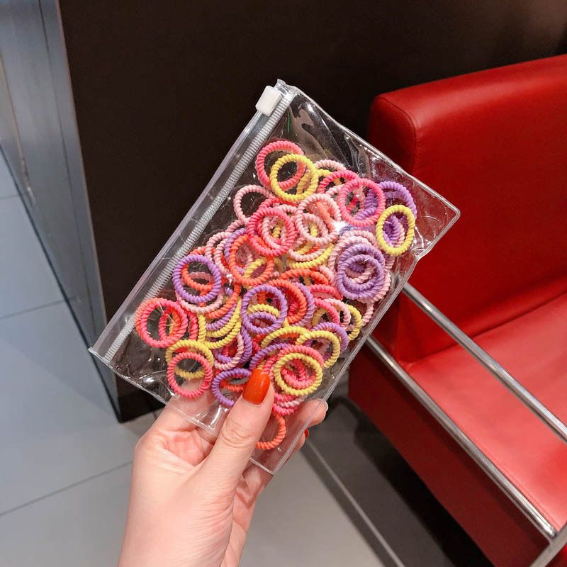 100PCS/Lot children's hair ties for babies hair-tying rubber bands colorful little hair bands girls' hair accessories
