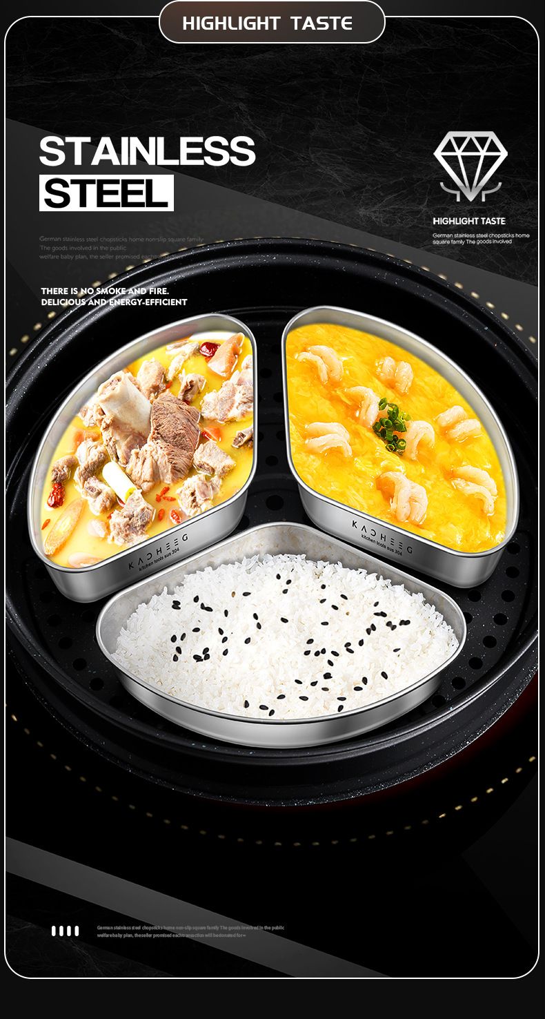 304 stainless steel sectioned fan-shaped steamer pan baby complementary food steamed egg box household rice cooker steaming rack Multifunctional Magic Pot