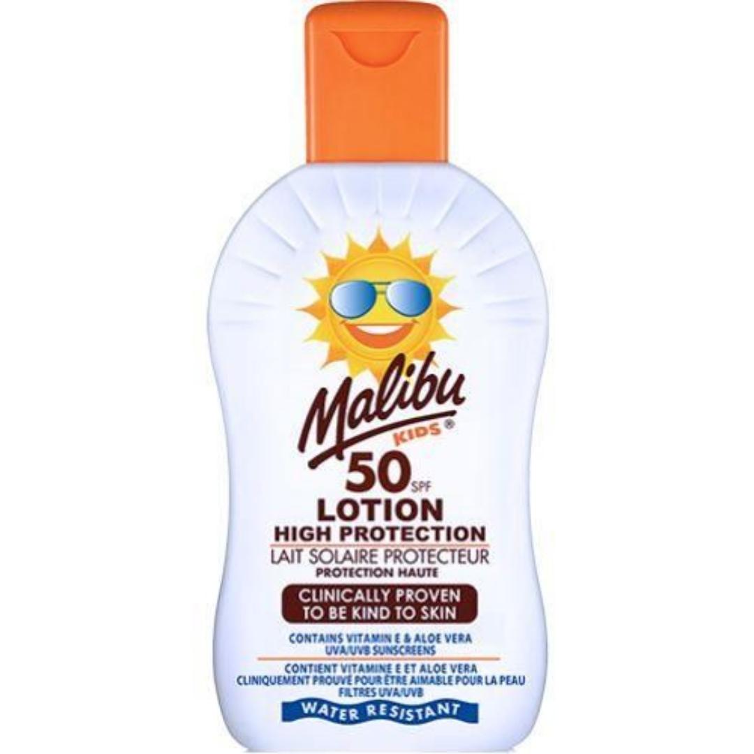 Malibu SPF 50 Lotion, a high-protection sunscreen Clinically proven to be kind to skin