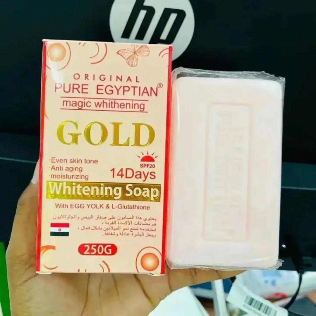 Pure Egyptian Magic Whitening Gold Soap Hydrates and Nourishes Anti-Aging Gentle Exfoliation Remove Dead Skin Cells Revealing Smoother, Healthier Skin Egyptian Original Pure Whitening Gold Soap 250g