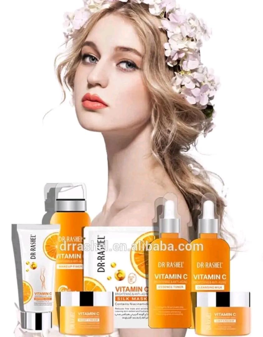 Dr. Rashel Vitamin C Brightening and Anti-Aging Skin Care Series, a set of five skincare products rejuvenate, smooth, and brighten the skin