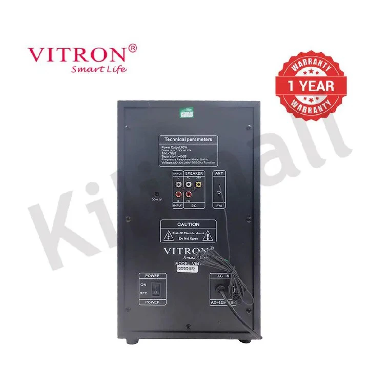 Vitron  V643 3.1CH  X-Bass Home Theatre System with Remote Control V643 Bluetooth Woofer Speaker System Subwoofer Home Audio System USB SD MP3 FM Radio 10000W Black 10000W-1 year warranty