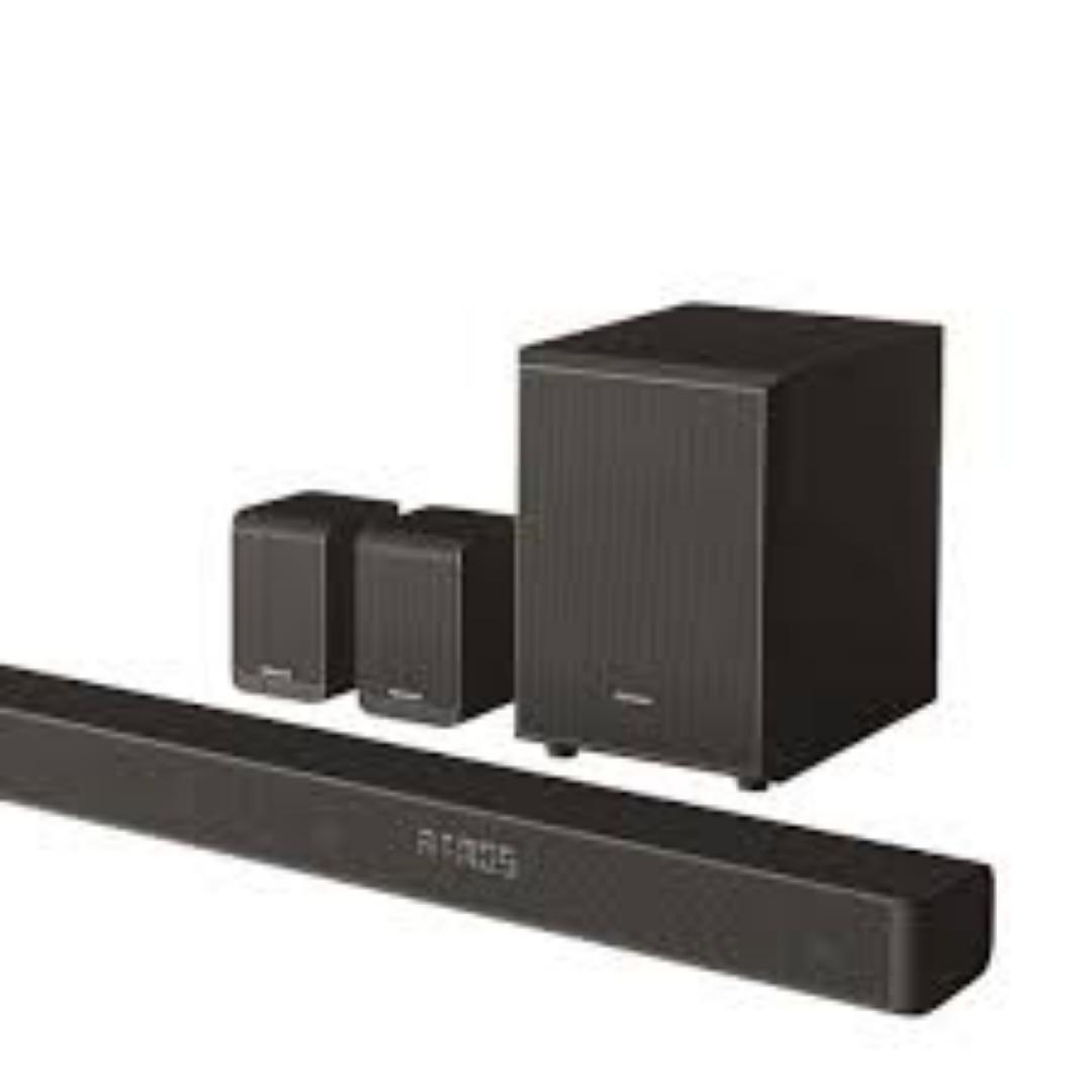Hisense AX Series Soundbar AX5100Q, 5.1 Channel, 580W, 6.5”Wireless subwoofer included, Dolby Atmos and DTS:X, Sound bar for tv, Black