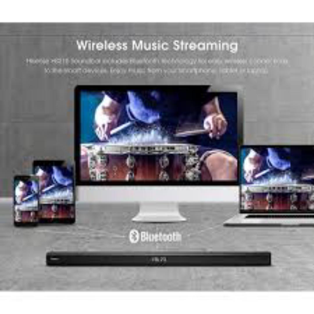 Hisense HS218 2.1ch Sound Bar with Wireless Subwoofer, 200W, Powered by Dolby Audio, Roku TV ready, Bluetooth, HDMI ARC/Optical/AUX/USB, 3 EQ Modes