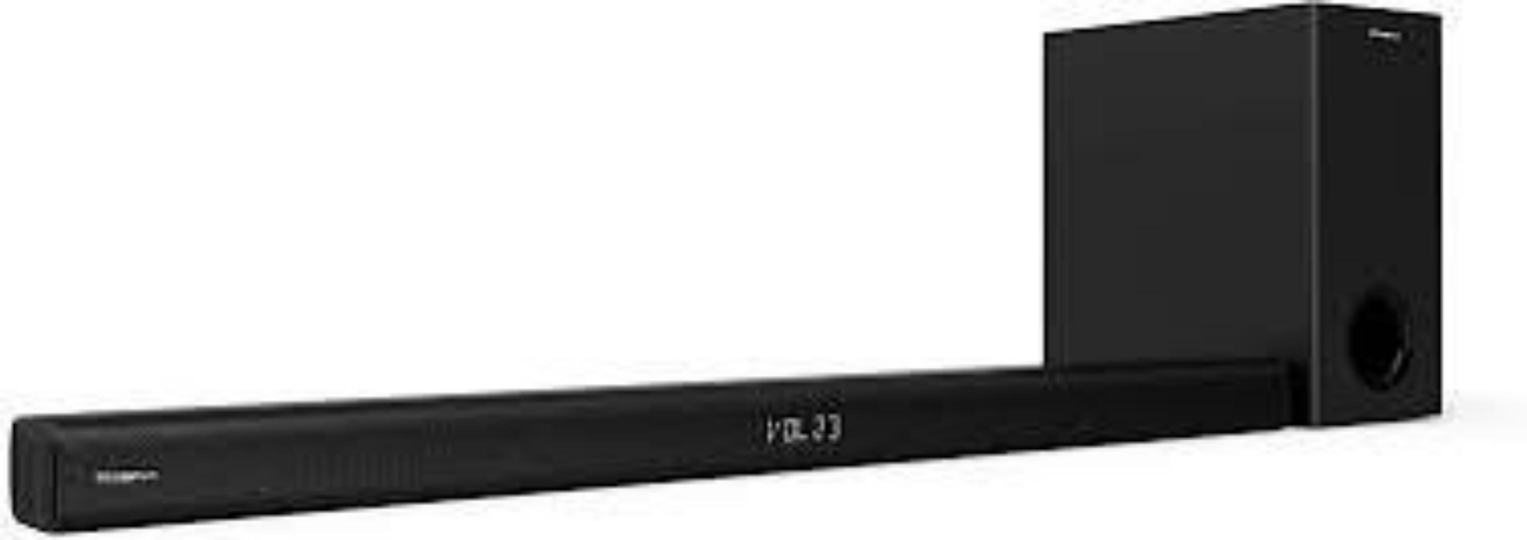 Hisense HS218 2.1ch Sound Bar with Wireless Subwoofer, 200W, Powered by Dolby Audio, Roku TV ready, Bluetooth, HDMI ARC/Optical/AUX/USB, 3 EQ Modes