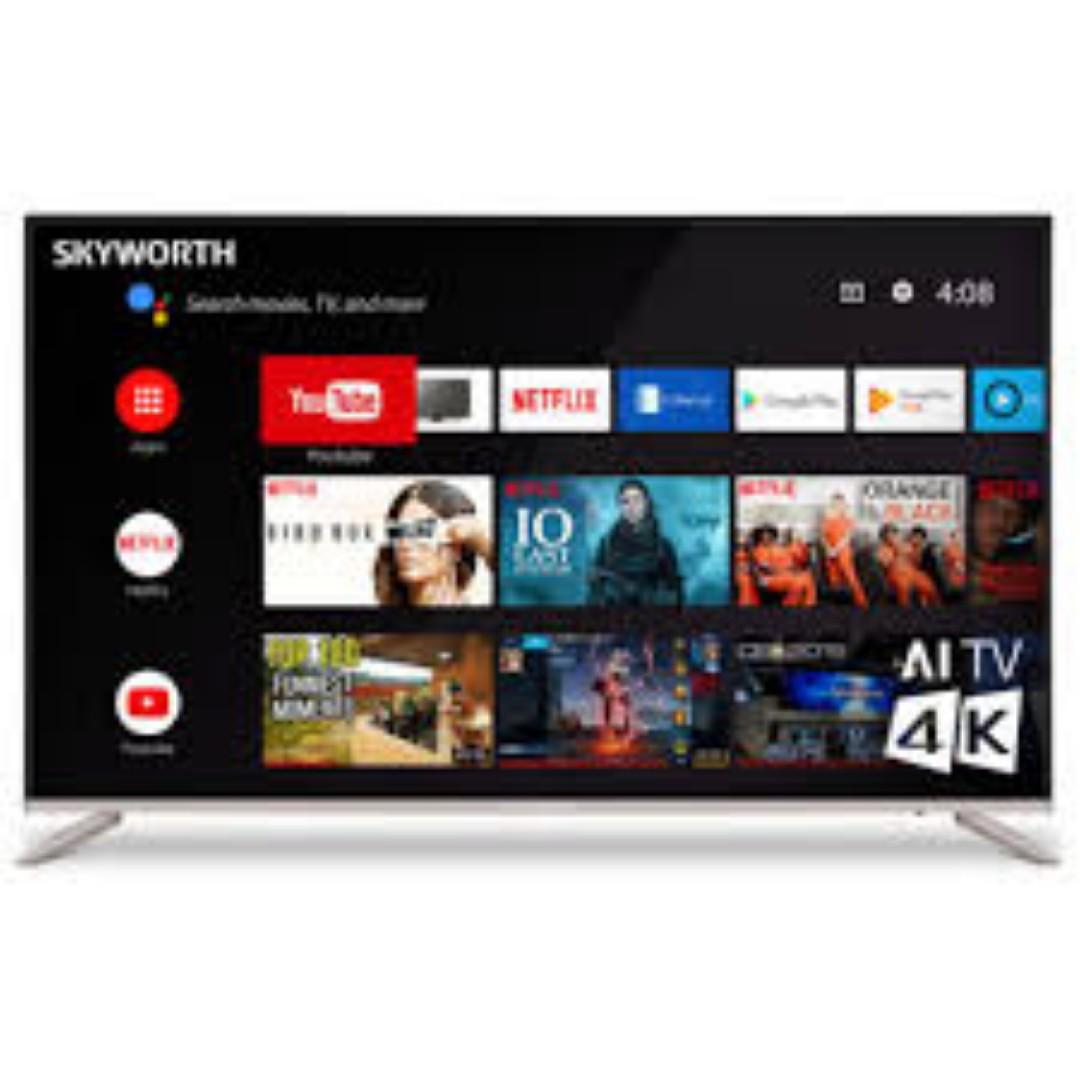 Skyworth 43' inch 4k  Frameless Smart GOOGLE TV  Android Bluetooth Enabled Netflix Youtube I-cast Prime Video Google Play Assistant Television CHROME CAST  In built Wi-FI & OK GOOGLE.