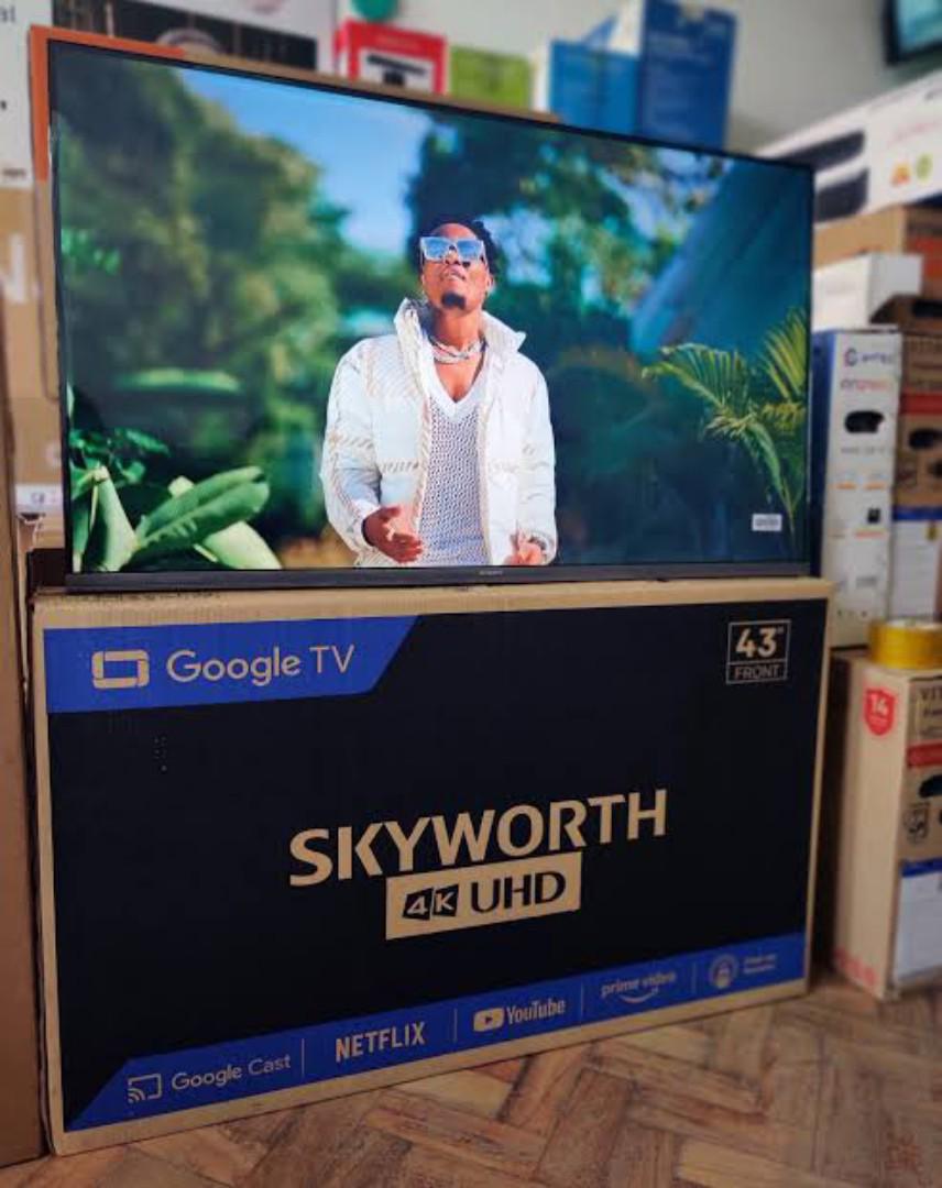 Skyworth 43' inch 4k  Frameless Smart GOOGLE TV  Android Bluetooth Enabled Netflix Youtube I-cast Prime Video Google Play Assistant Television CHROME CAST  In built Wi-FI & OK GOOGLE.